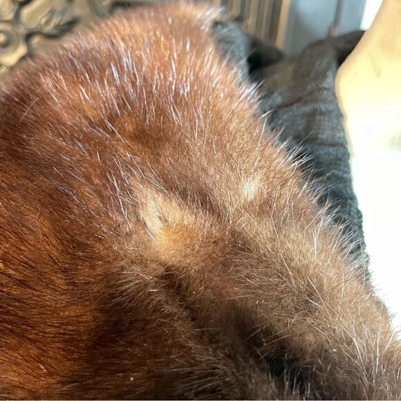 VINTAGE 40s 50s MCM Morris B Sachs Wool Mink Collar Swing Coat XS S - Picture 5 of 15